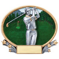 Golf, Male 3D Oval Resin Awards -Large - 8-1/4" x 7" Tall